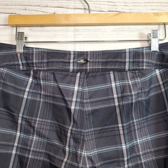 O'Neill Swim Trunks Mens 32 Black Board Shorts Surfing Beach Plaid Casual Adults - Picture 7 of 9